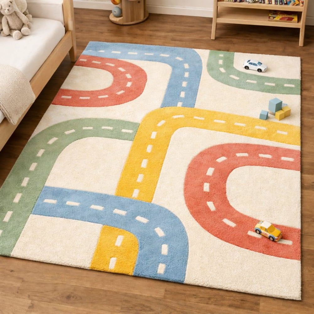 Commercial Road Printing - Alfombra de Salón Multicolor con Diseño