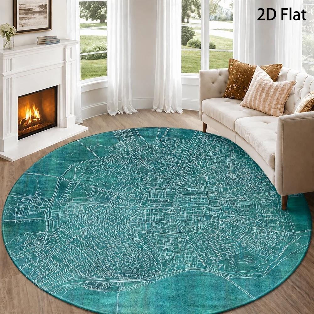 Alfombra redonda con mapa de l - Commercial Road Printing reseña y precio